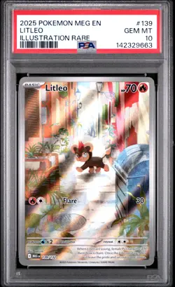 2025 Pokemon Meg En-Mega Evolution #139 Litleo Illustration Rare PSA 10 - Image 1
