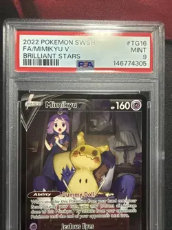 2022 POKEMON SWORD & SHIELD BRILLIANT STARS #TG16 FULL ART/MIMIKYU V PSA 9 - Image 3