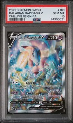 Pokemon TCG Galarian Rapidash V 168/198 Chilling Reign Alternate Full Art PSA 10 - Image 1