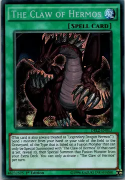 Yugioh The Claw of Hermos DRL2-EN013 1st Edition Secret Rare NM - Image 1