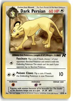2000 Pokemon - Team Rocket Dark Persian #42/82 - Image 1