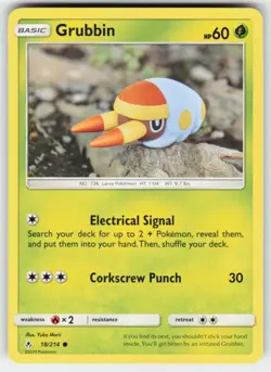 Grubbin 18/214 Common Unbroken Bonds Pokemon Lightly Played - Image 1
