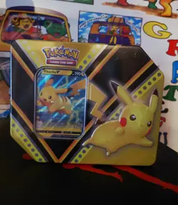 Pokemon TCG Sealed Tin Box V Powers Pikachu Tin (2020, Factory Sealed) - Image 1