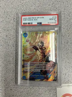 Namco One Piece CCG OP13-119 Portgas D. Ace Secret Rare Foil PSA 10 EN - Image 1