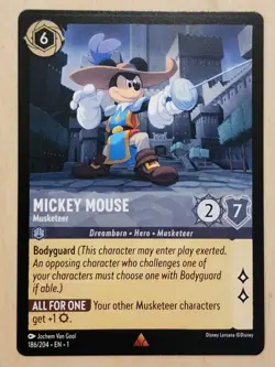 Disney Lorcana MICKEY MOUSE Musketeer Rare #186/204 English Non-foil - Image 1