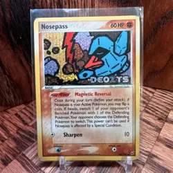 Pokemon Card - Nosepass Deoxys 42/107 Uncommon Reverse Holo Stamped - Image 1