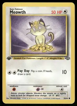 Pokemon Cards Meowth 56/64 1st Edition Jungle WOTC Common NM - Image 1