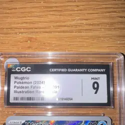 Wugtrio Paldean Fates 224/091 CGC 9 Illustration Rare Holo Pokemon Card - Image 2