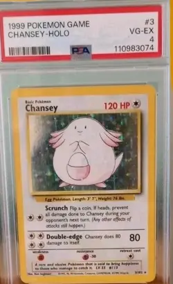 1999 POKEMON BASE SET UNLIMITED #3 CHANSEY-HOLO PSA 4 VG-EX - Image 1