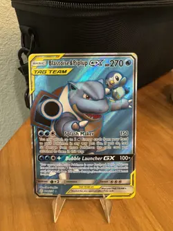 Pokemon TCG Blastoise & Piplup GX 214/236 Cosmic Eclipse 2019 Alt Art Tag Team - Image 1