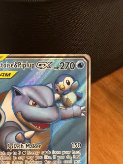 Pokemon TCG Blastoise & Piplup GX 214/236 Cosmic Eclipse 2019 Alt Art Tag Team - Image 3