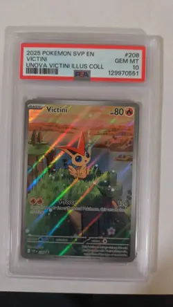 PSA 10 Victini Illustration Rare #208 2025 Pokemon Black Star Promo - Image 1