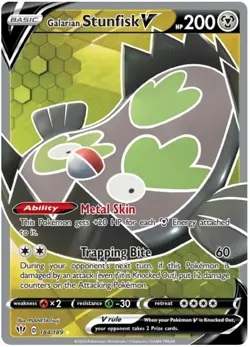 Galarian Stunfisk V - 184/189 - Full Art Ultra Rare NM, English Pokemon Darkness - Image 1