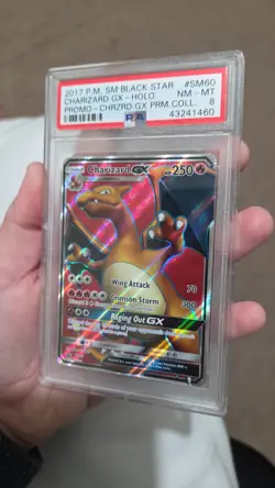 2017 POKEMON SM BLACK STAR PROMO #SM60 FULL ART/CHARIZARD GX PSA 8 - Image 1