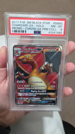 2017 POKEMON SM BLACK STAR PROMO #SM60 FULL ART/CHARIZARD GX PSA 8 - Image 2