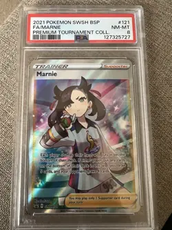 Pokemon Marnie SWSH121 Sword & Shield Promo Full Art Holo PSA 8 - Image 1