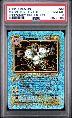 2002 Pokemon Magneton - Reverse Foil Legendary Collection #28 PSA 8 - Image 1