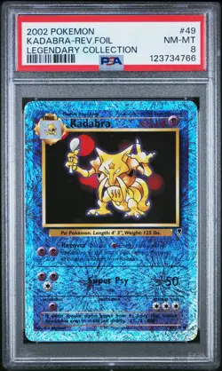 2002 Pokemon Kadabra - Reverse Foil Legendary Collection #49 PSA 8 - Image 1