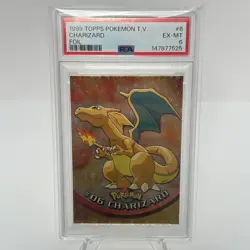 Topps Pokemon series 1 Charizard PSA 6 #6 silver foil embossed flames 3rd print - Image 1