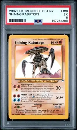 2002 POKEMON NEO DESTINY #108 SHINING KABUTOPS PSA 5 - Image 1