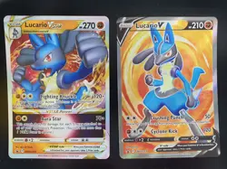 Lucario V Star SWSH214 Lucario V SWSH213 Promo Holo Sword Shield Pokemon - Image 1