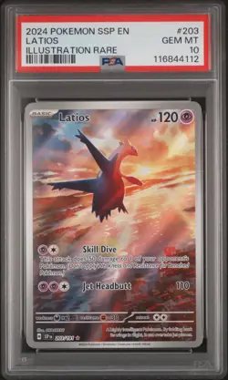 2024 POKEMON SSP EN-SURGING SPARKS ILLUSTRATION RARE #203 LATIOS PSA 10 - Image 1