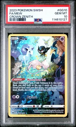 2023 POKEMON SWORD & SHIELD CROWN ZENITH #GG10 FULL ART/MEW PSA 10 + HardGuard - Image 1