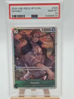 2025 One Piece English OP13-028 Shanks SR PSA 10 GEM MINT - Image 1