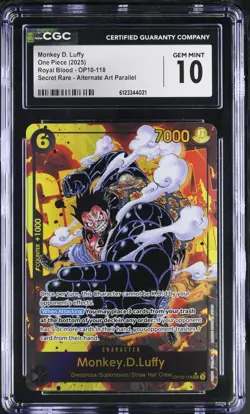 Monkey.D.Luffy Alternate Art SEC OP10-118 Royal Blood Foil One Piece CGC 10 - Image 1