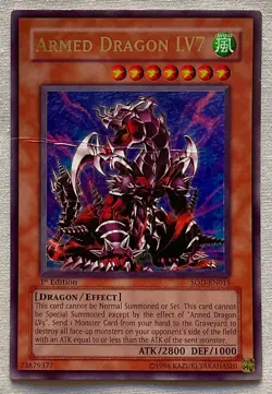 Yugioh! 1st EDITION Armed Dragon LV7 - SOD-EN015 - Ultra Rare - NM With Damage - Image 1