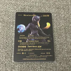Pokemon Mewtwo GX Black Foil Fan Art Display Card Dark Nova 300 HP NM 🔥 - Image 1