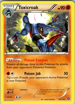 Pokemon TCG Toxicroak XY Steam Siege 59/114 Regular Rare Card NM - Image 1