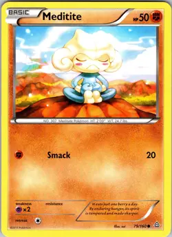 Pokemon TCG Meditite XY Primal Clash 79/160 Regular Common Card NM - Image 1