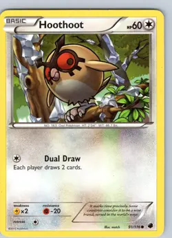 Pokemon TCG Hoothoot B&W Plasma Freeze 91/116 Regular Common Card Played MP-LP - Image 1