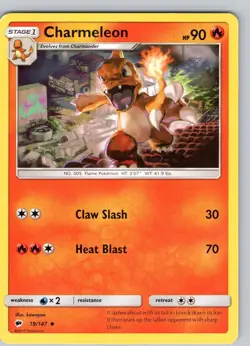 Pokemon TCG Charmeleon S&M Burning Shadows 19/147 Regular Uncommon Card LP-NM - Image 1