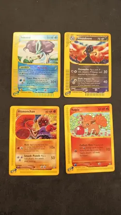 Lotto 4 Cards Pokemon Aquapolis Suicune Revers Houndoom Reverse No Charizard Eng - Image 1
