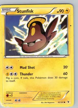 Pokemon TCG Stunfisk B&W Noble Victories 42/101 Regular Common Card Played HP - Image 1