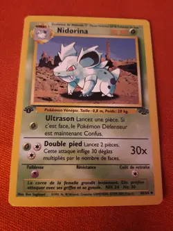 NIDORINA 40/64 PV70 1ERE EDITION JUNGLE WIZARDS RARE CARTE POKEMON FR VF TBE - Image 1