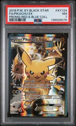 2016 POKEMON XY BLACK STAR PROMO RED & BLUE COLL FULL ART/PIKACHU EX PSA 7 - Image 1