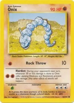 Heavily Played, English Pokemon Regular Onix - 56/102 - Common - Unlimited Editi - Image 1