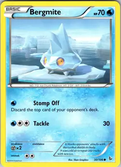 Pokemon TCG Bergmite XY Flashfire 30/106 Regular Common Card NM - Image 1