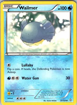 Pokemon TCG Wailmer B&W Dragons Exalted 25/124 Regular Uncommon Card Played LP - Image 1