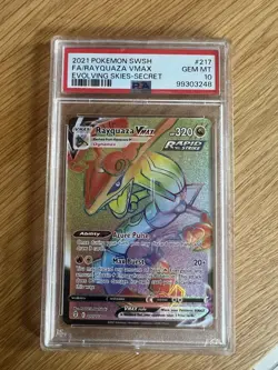 2021 Pokemon TCG Rayquaza VMAX Full Art Secret Rare Evolving Skies 217 PSA 10 - Image 1