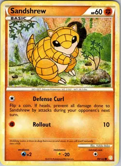 Pokemon Sandshrew Heartgold & Soulsilver 79/123 Regular Common Card Played MP - Image 1