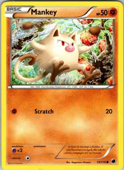 Pokemon TCG Mankey B&W Plamsa Freeze 59/116 Regular Common Card LP-NM - Image 1