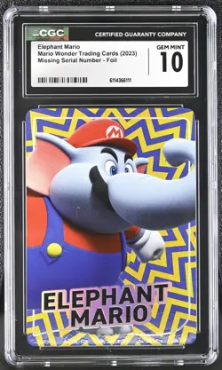 Elephant Mario CGC 10Mario Wonder Trading Cards Super Mario Bros missing serial - Image 1