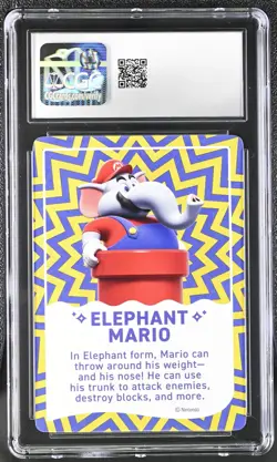 Elephant Mario CGC 10Mario Wonder Trading Cards Super Mario Bros missing serial - Image 2
