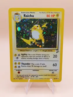 Raichu Base Set 2 Holo Rare 16/102 Pokemon Card - WOTC 1999 - Image 1