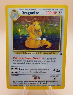 Dragonite Holo Rare Fossil 4/62 Pokemon Card - WOTC 1999 - Image 1