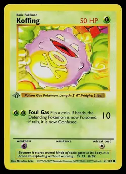 Pokemon Card - Koffing Base Set Shadowless 51/102 1st Edition Common - Image 1